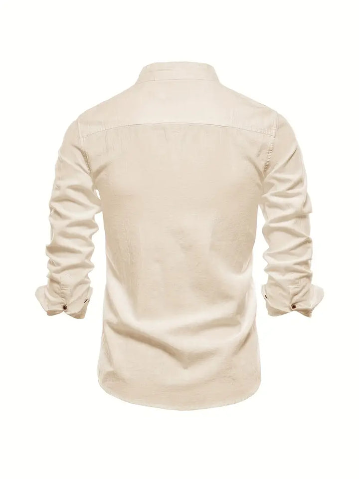 Men's casual button-up shirt for spring featuring a relaxed fit and lightweight design, perfect for versatile styling in warm weather. 5