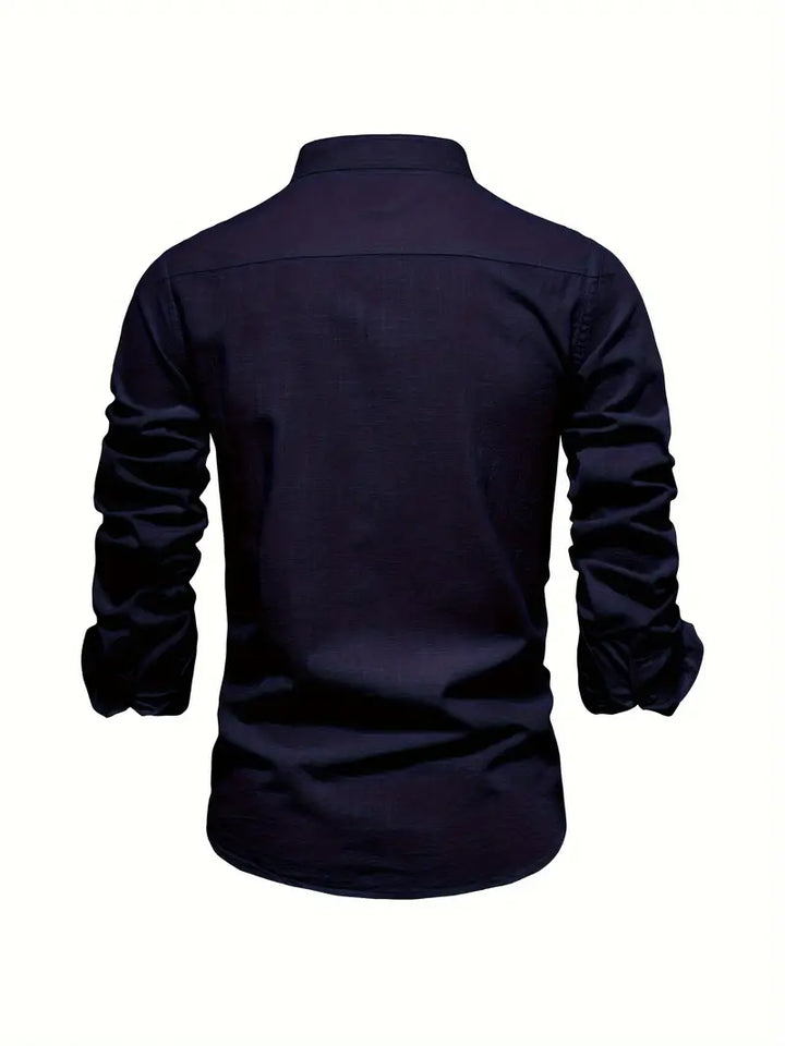 Men's casual button-up shirt for spring featuring a relaxed fit and lightweight design, perfect for versatile styling in warm weather. 7