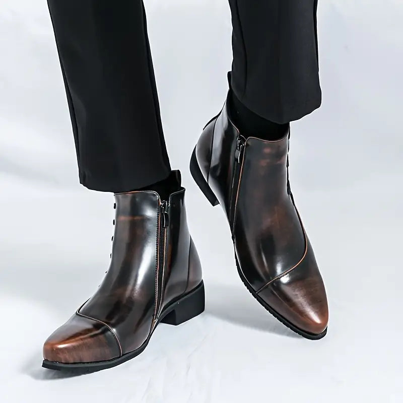 Men's dress boots featuring a cushioned footbed, exquisite brogue detailing, and a polished leather finish, ideal for formal and stylish occasions. 3