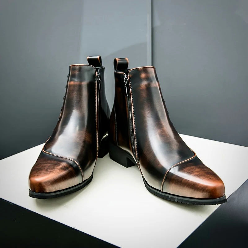 Men's dress boots featuring a cushioned footbed, exquisite brogue detailing, and a polished leather finish, ideal for formal and stylish occasions. 4