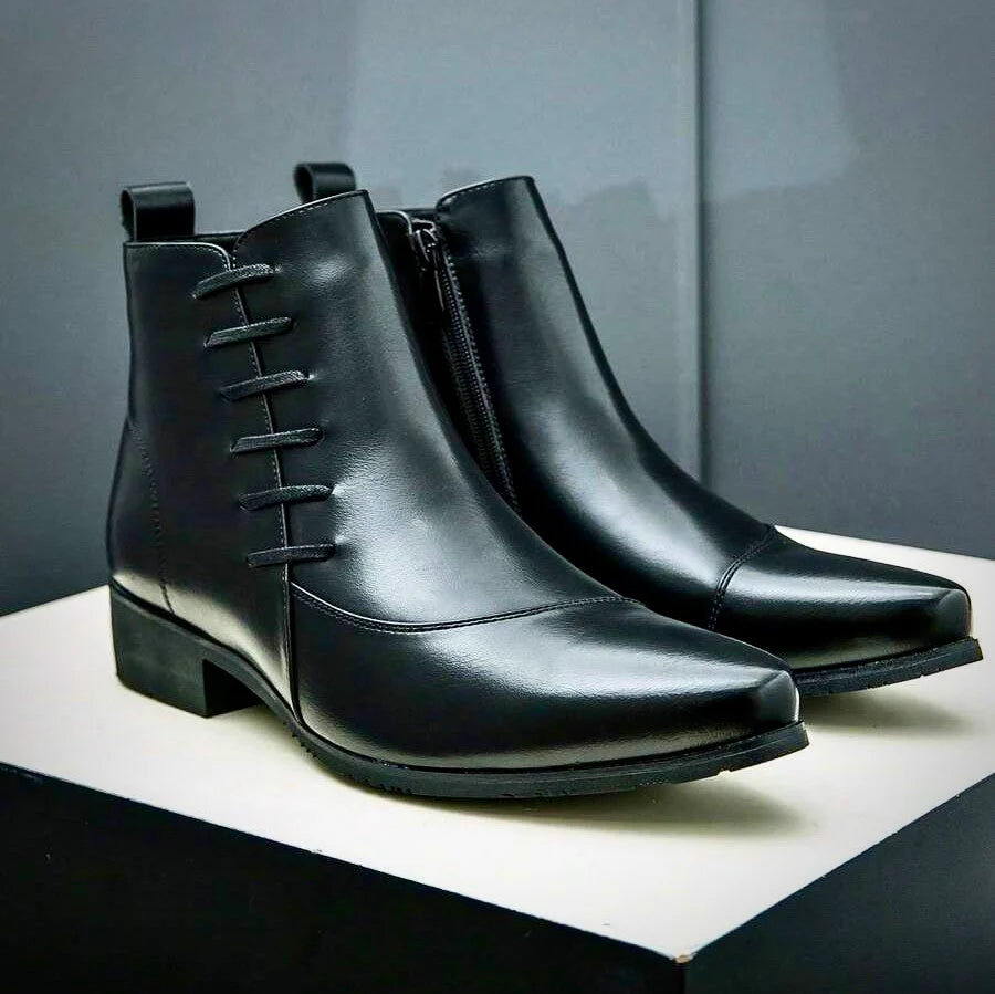 Men's dress boots featuring a cushioned footbed, exquisite brogue detailing, and a polished leather finish, ideal for formal and stylish occasions. 8