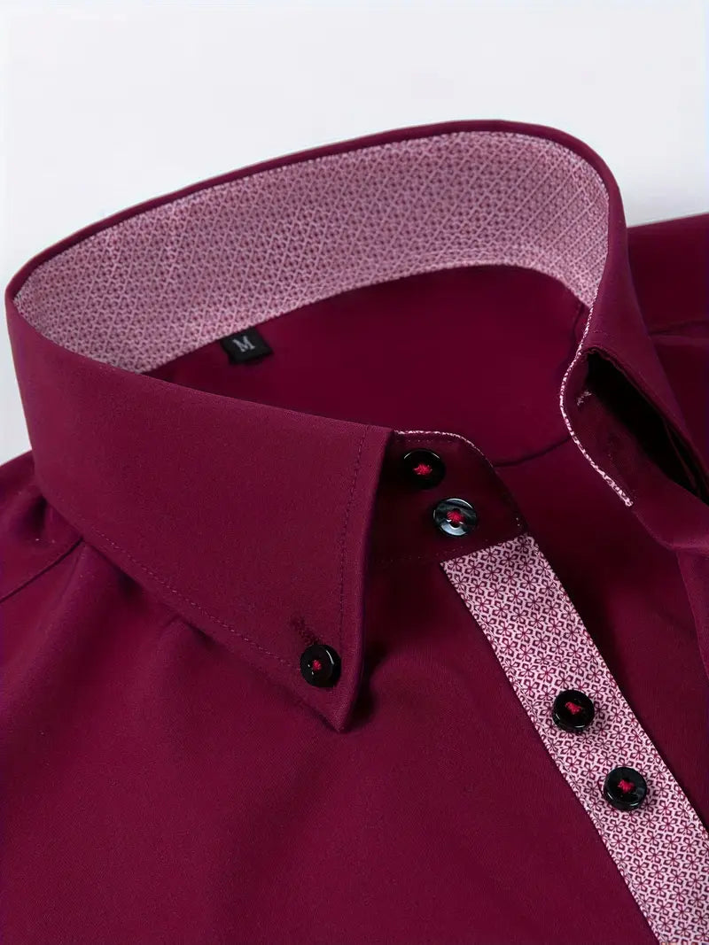Men's dress shirt featuring a stylish double-breasted design and elegant floral cuffs, made from a breathable polyester blend for comfort, perfect for formal occasions 10