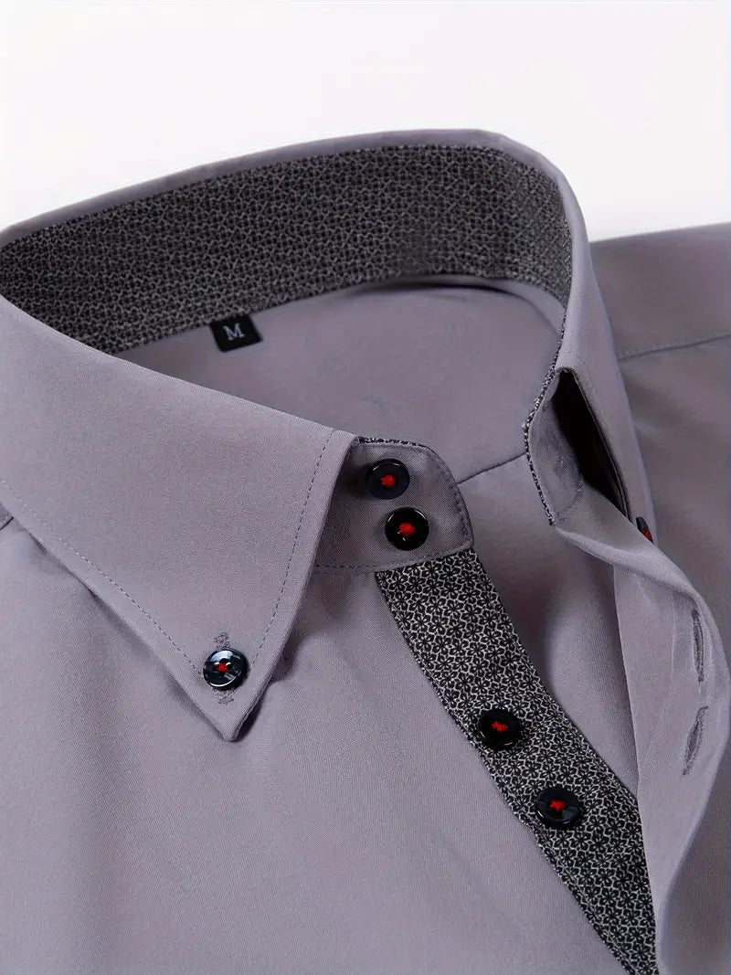 Men's dress shirt featuring a stylish double-breasted design and elegant floral cuffs, made from a breathable polyester blend for comfort, perfect for formal occasions 11