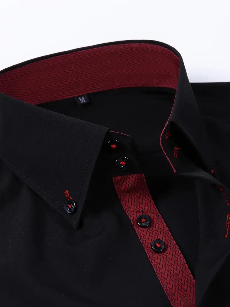 Men's dress shirt featuring a stylish double-breasted design and elegant floral cuffs, made from a breathable polyester blend for comfort, perfect for formal occasions 12