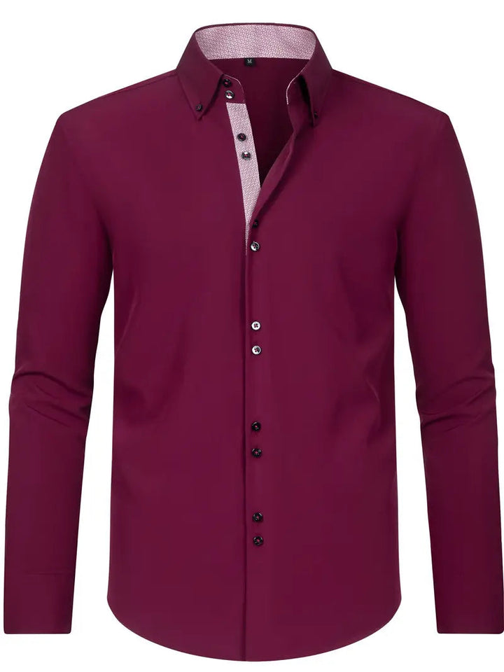 Men's dress shirt featuring a stylish double-breasted design and elegant floral cuffs, made from a breathable polyester blend for comfort, perfect for formal occasions 2