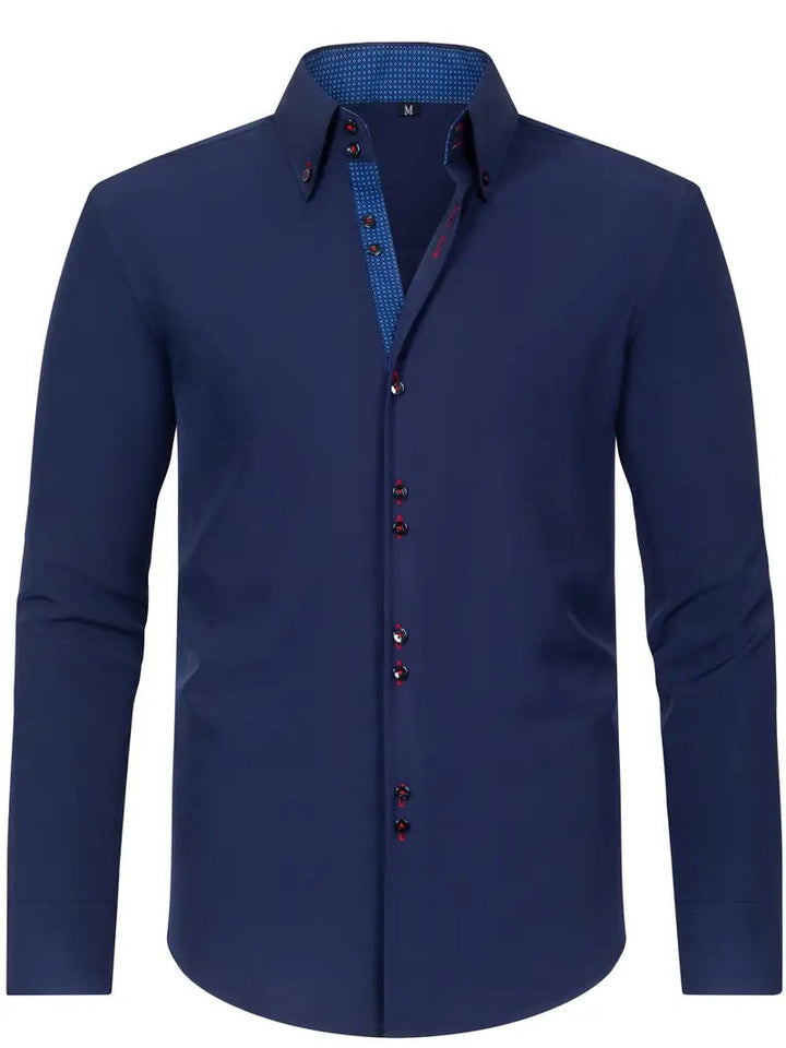 Men's dress shirt featuring a stylish double-breasted design and elegant floral cuffs, made from a breathable polyester blend for comfort, perfect for formal occasions 3