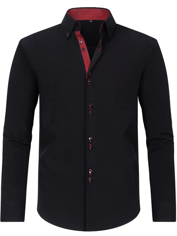 Men's dress shirt featuring a stylish double-breasted design and elegant floral cuffs, made from a breathable polyester blend for comfort, perfect for formal occasions 4