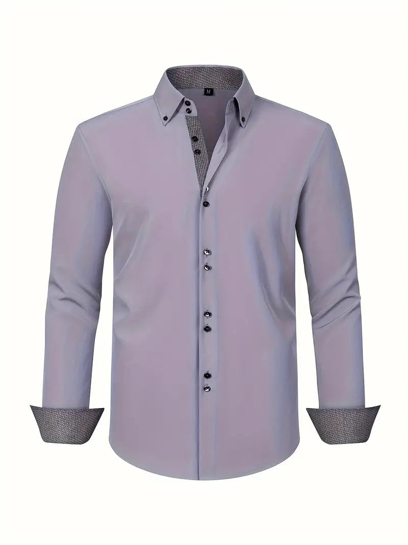 Men's dress shirt featuring a stylish double-breasted design and elegant floral cuffs, made from a breathable polyester blend for comfort, perfect for formal occasions 5