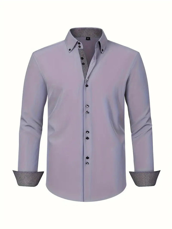 Men's dress shirt featuring a stylish double-breasted design and elegant floral cuffs, made from a breathable polyester blend for comfort, perfect for formal occasions 5