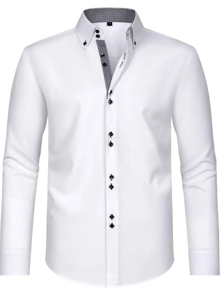 Men's dress shirt featuring a stylish double-breasted design and elegant floral cuffs, made from a breathable polyester blend for comfort, perfect for formal occasions 6