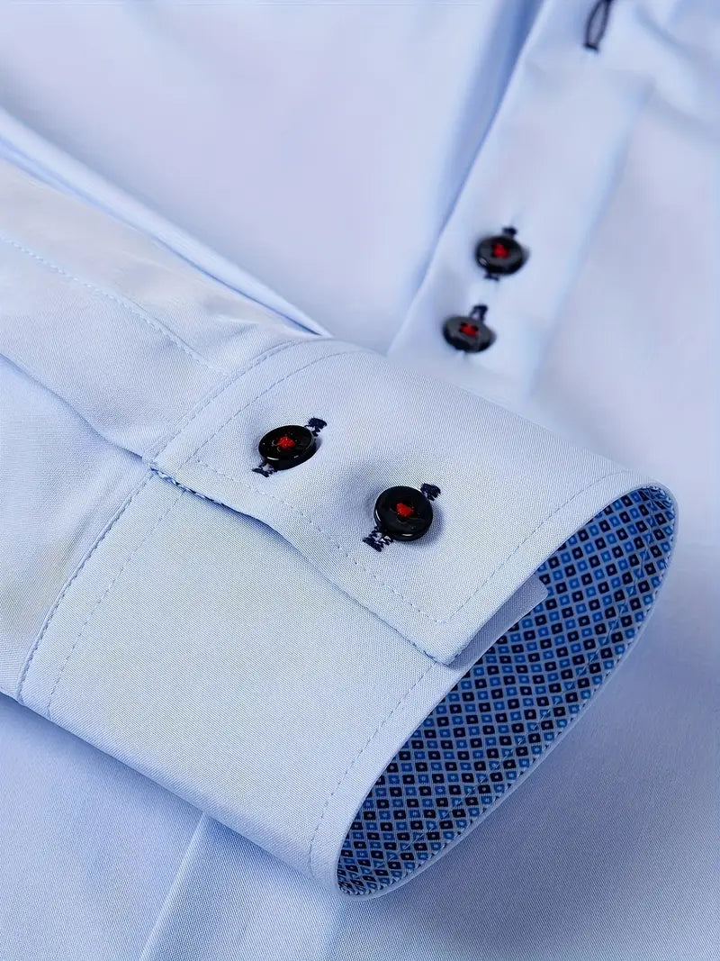 Men's dress shirt featuring a stylish double-breasted design and elegant floral cuffs, made from a breathable polyester blend for comfort, perfect for formal occasions 7