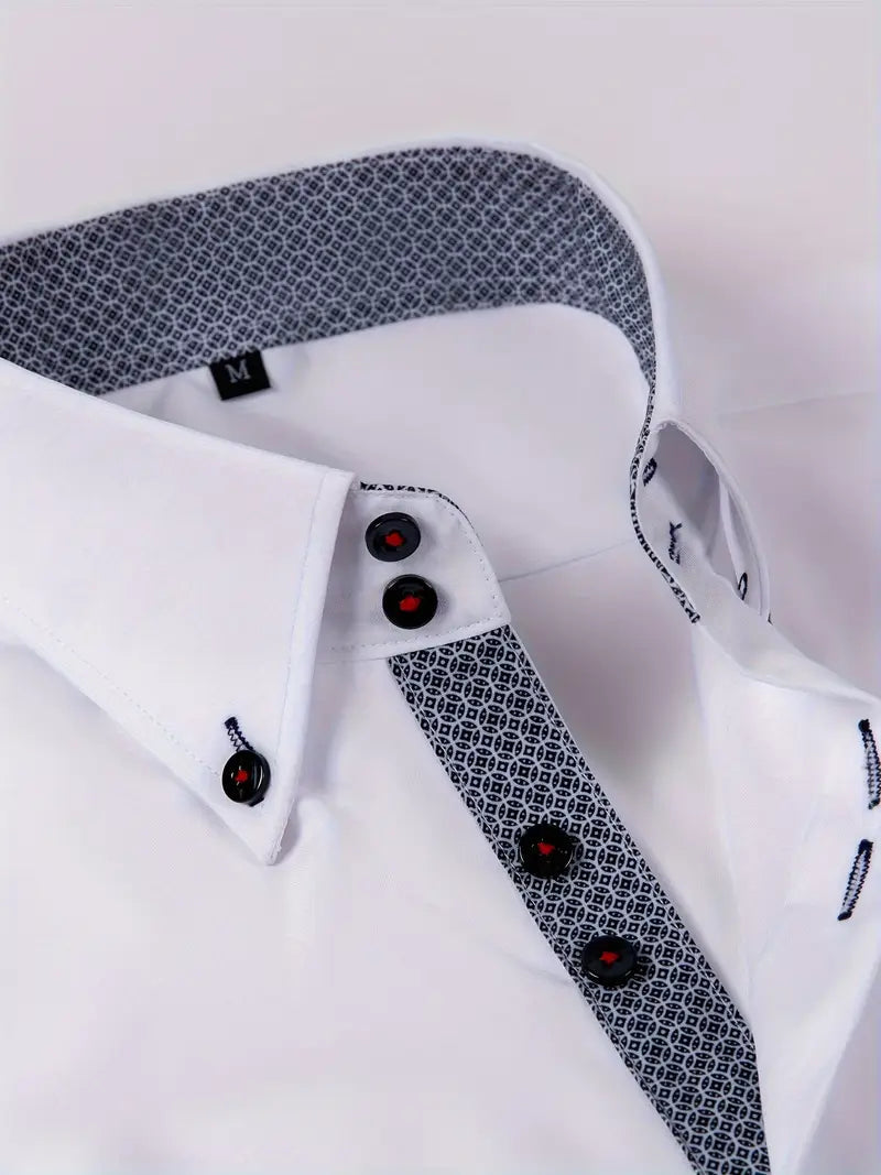 Men's dress shirt featuring a stylish double-breasted design and elegant floral cuffs, made from a breathable polyester blend for comfort, perfect for formal occasions 9