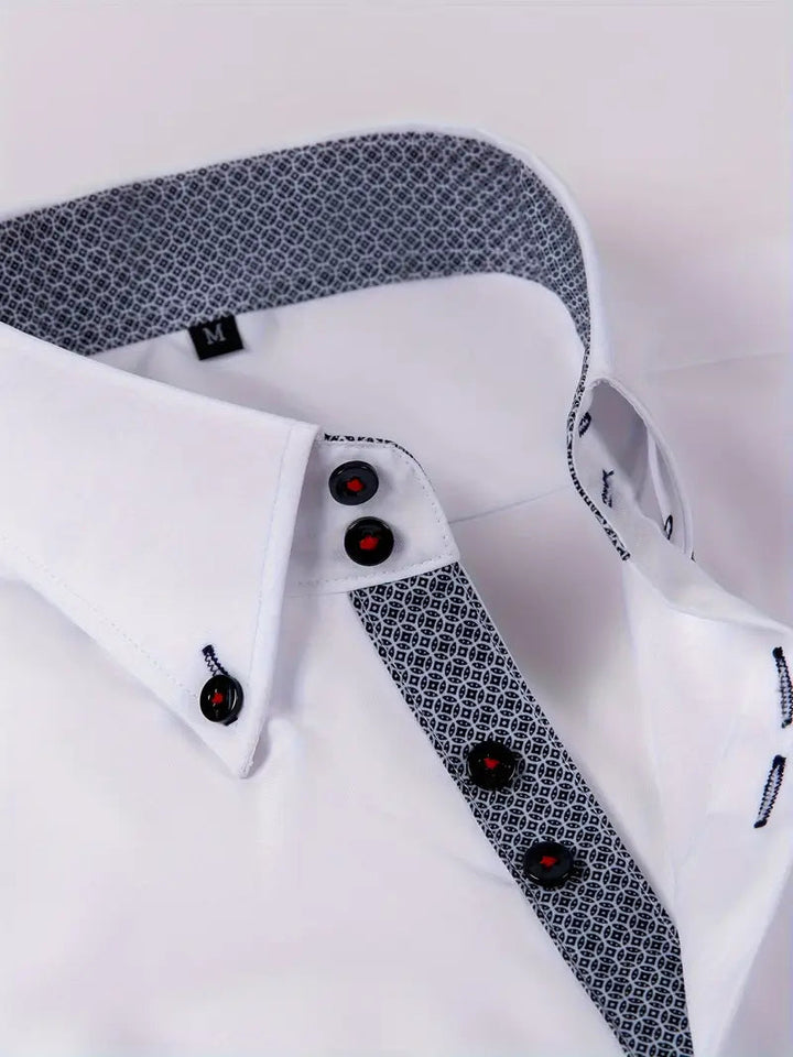 Men's dress shirt featuring a stylish double-breasted design and elegant floral cuffs, made from a breathable polyester blend for comfort, perfect for formal occasions 9