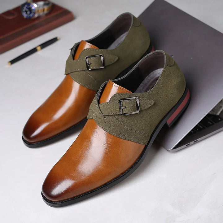 Men's dress shoes featuring luxurious black leather with stylish suede detailing, perfect for formal occasions and sophisticated outfits. 0