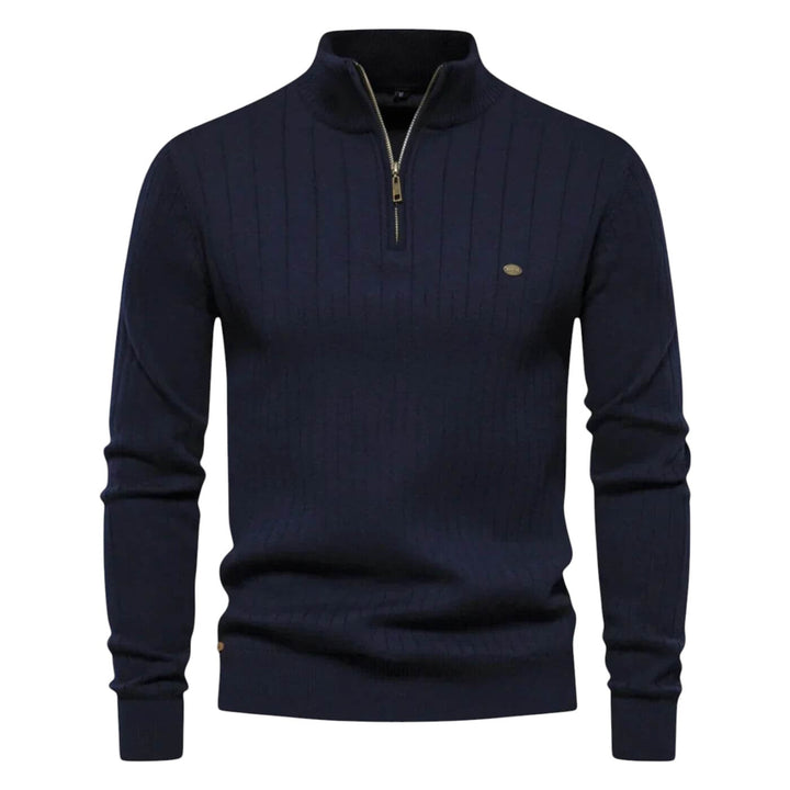 Men's Half-Zip Sweater in Cotton-Polyester Blend for Everyday Wear – Lightweight and Soft Blue Sweater 1