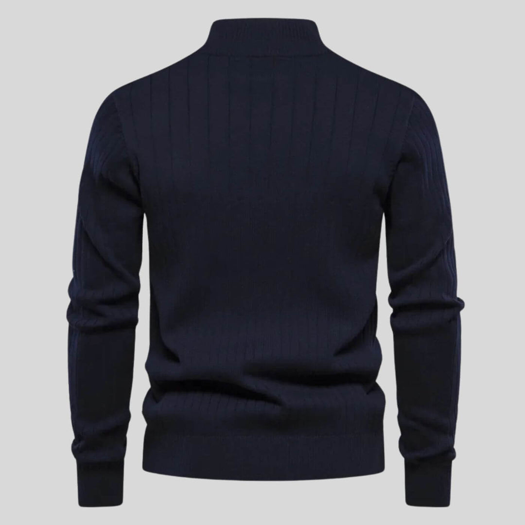 Men's Half-Zip Sweater in Cotton-Polyester Blend for Everyday Wear – Lightweight and Soft Blue Sweater 5