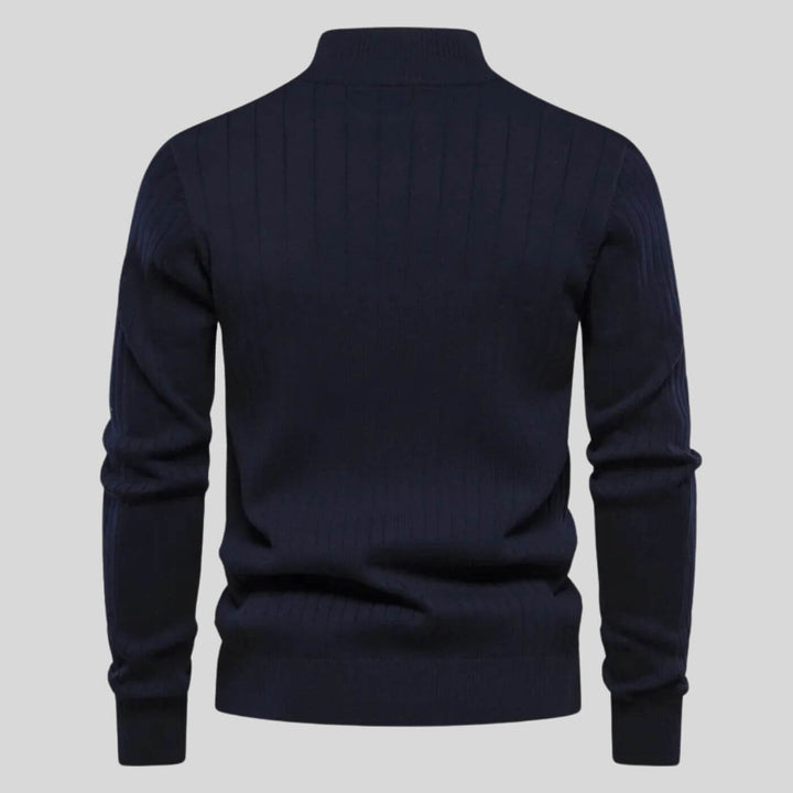 Men's Half-Zip Sweater in Cotton-Polyester Blend for Everyday Wear – Lightweight and Soft Blue Sweater 5