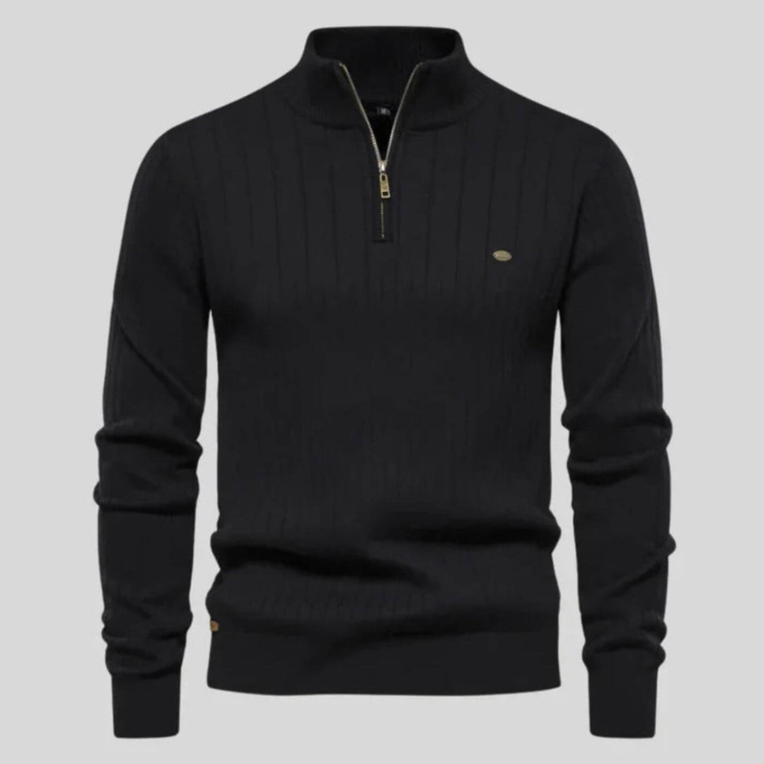 Men's Half-Zip Sweater in Cotton-Polyester Blend for Everyday Wear – Lightweight and Soft Blue Sweater 6