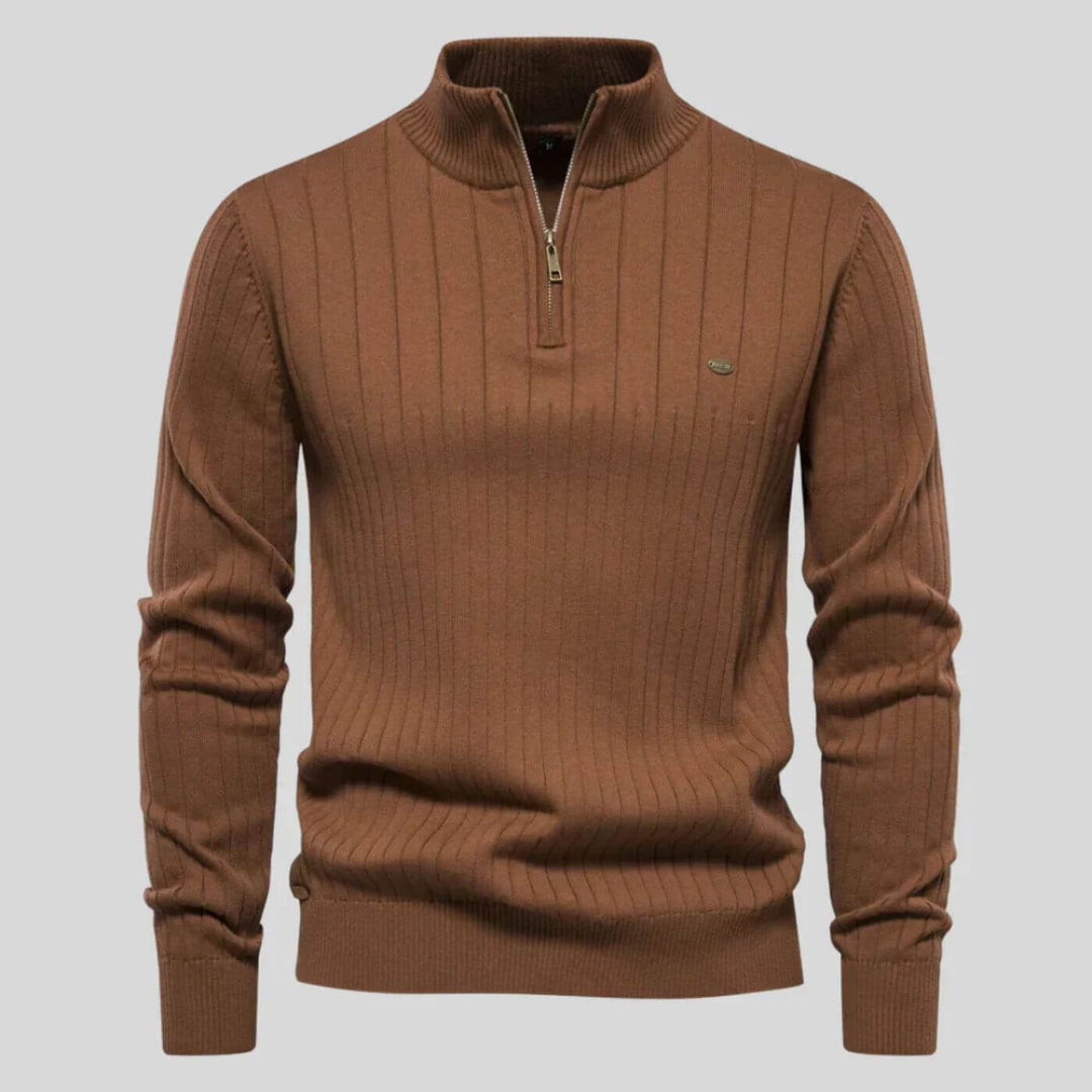 Men's Half-Zip Sweater in Cotton-Polyester Blend for Everyday Wear – Lightweight and Soft Blue Sweater 7