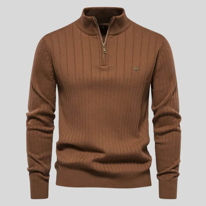 Men's Half-Zip Sweater in Cotton-Polyester Blend for Everyday Wear – Lightweight and Soft Blue Sweater 7