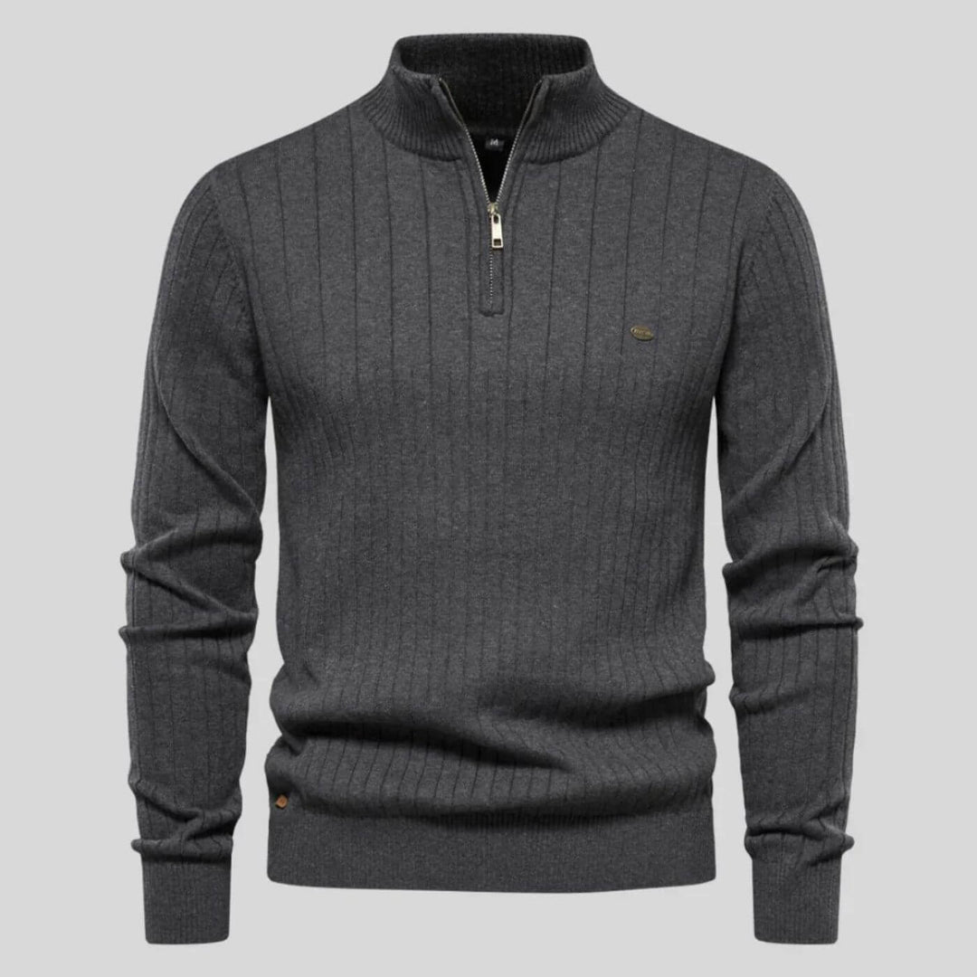 Men's Half-Zip Sweater in Cotton-Polyester Blend for Everyday Wear – Lightweight and Soft Blue Sweater 8
