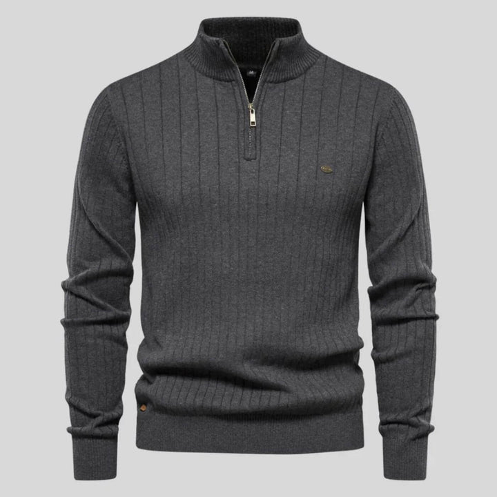 Men's Half-Zip Sweater in Cotton-Polyester Blend for Everyday Wear – Lightweight and Soft Blue Sweater 8