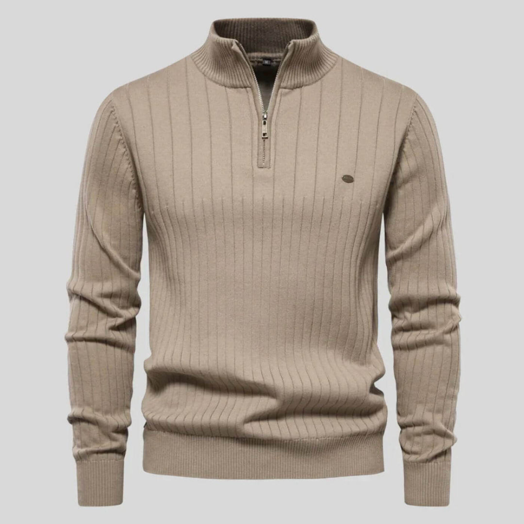Men's Half-Zip Sweater in Cotton-Polyester Blend for Everyday Wear – Lightweight and Soft Blue Sweater 9