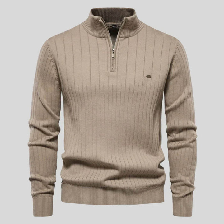 Men's Half-Zip Sweater in Cotton-Polyester Blend for Everyday Wear – Lightweight and Soft Blue Sweater 9
