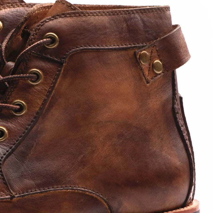 Men's high-top boots featuring a sturdy sole, crafted from genuine leather, available in black and brown options, perfect for urban outdoor adventures. 6