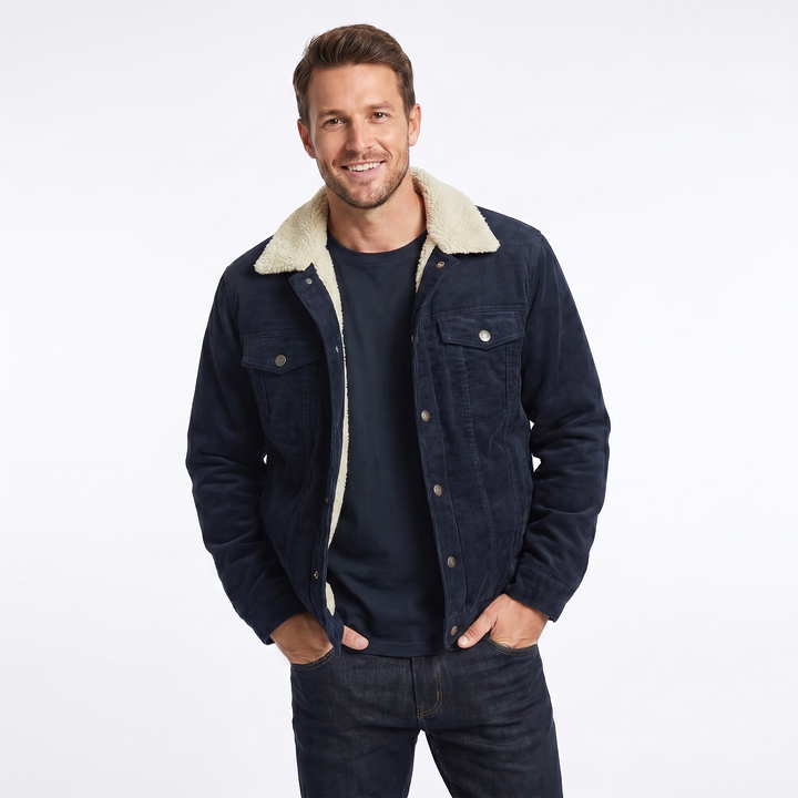 Men's jacket featuring a soft sherpa lining and relaxed fit, crafted from classic corduroy for stylish casual layering. 0