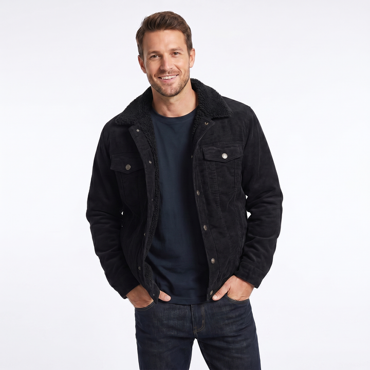 Men's jacket featuring a soft sherpa lining and relaxed fit, crafted from classic corduroy for stylish casual layering. 1