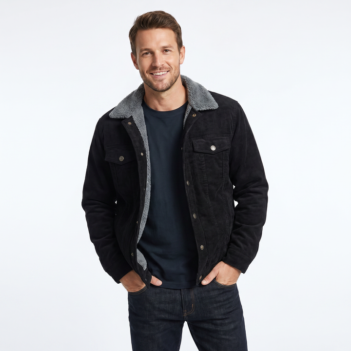 Men's jacket featuring a soft sherpa lining and relaxed fit, crafted from classic corduroy for stylish casual layering. 2