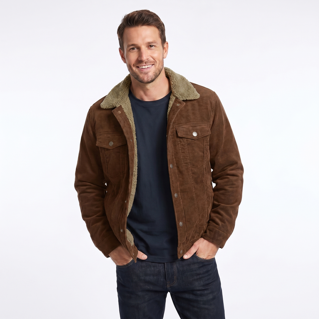 Men's jacket featuring a soft sherpa lining and relaxed fit, crafted from classic corduroy for stylish casual layering. 3