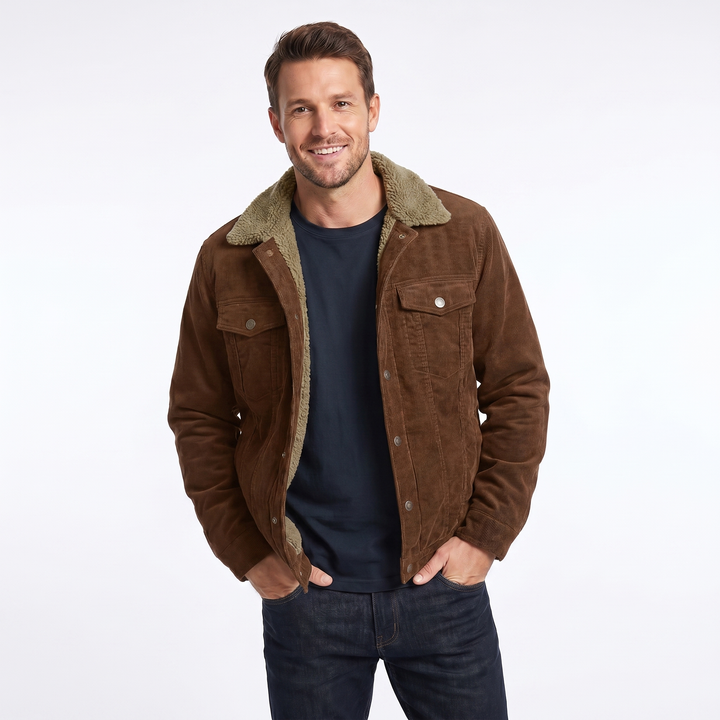 Men's jacket featuring a soft sherpa lining and relaxed fit, crafted from classic corduroy for stylish casual layering. 3