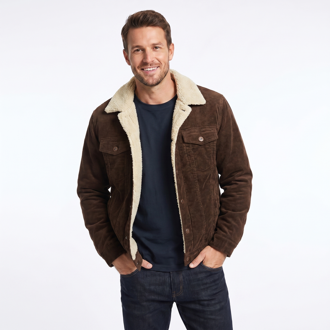 Men's jacket featuring a soft sherpa lining and relaxed fit, crafted from classic corduroy for stylish casual layering. 4