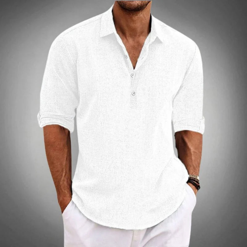 Men's long sleeve polo shirt in classic fit, perfect for effortless autumn style, showcasing a comfortable and versatile design ideal for casual and semi-formal occasions 3