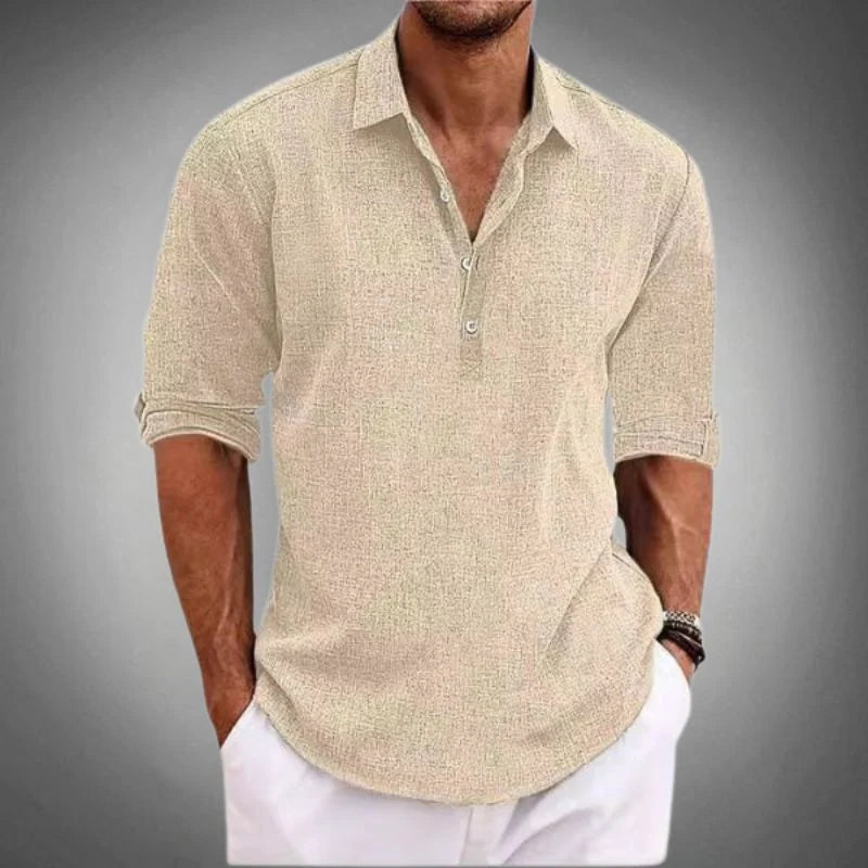 Men's long sleeve polo shirt in classic fit, perfect for effortless autumn style, showcasing a comfortable and versatile design ideal for casual and semi-formal occasions 4