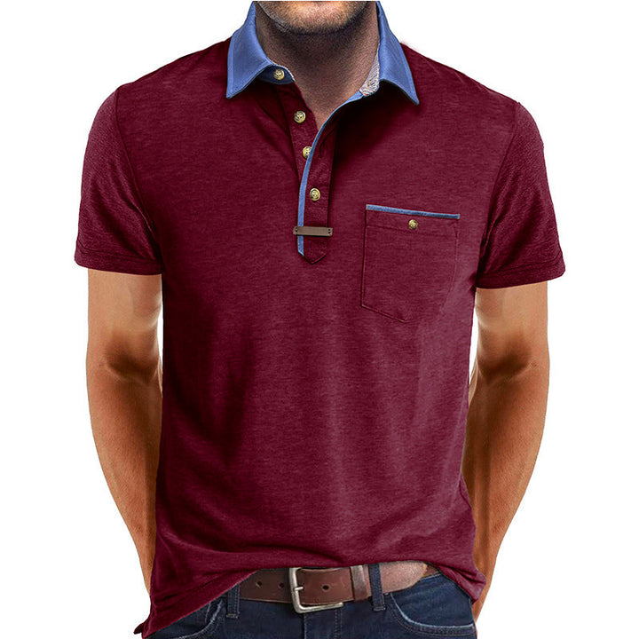 Men's lightweight polyester polo shirt featuring a classic collar and a convenient chest pocket, perfect for casual wear. 0