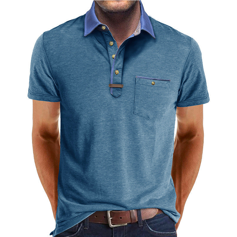Men's lightweight polyester polo shirt featuring a classic collar and a convenient chest pocket, perfect for casual wear. 1