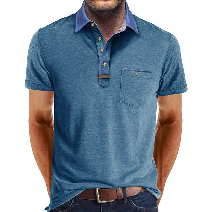 Men's lightweight polyester polo shirt featuring a classic collar and a convenient chest pocket, perfect for casual wear. 1