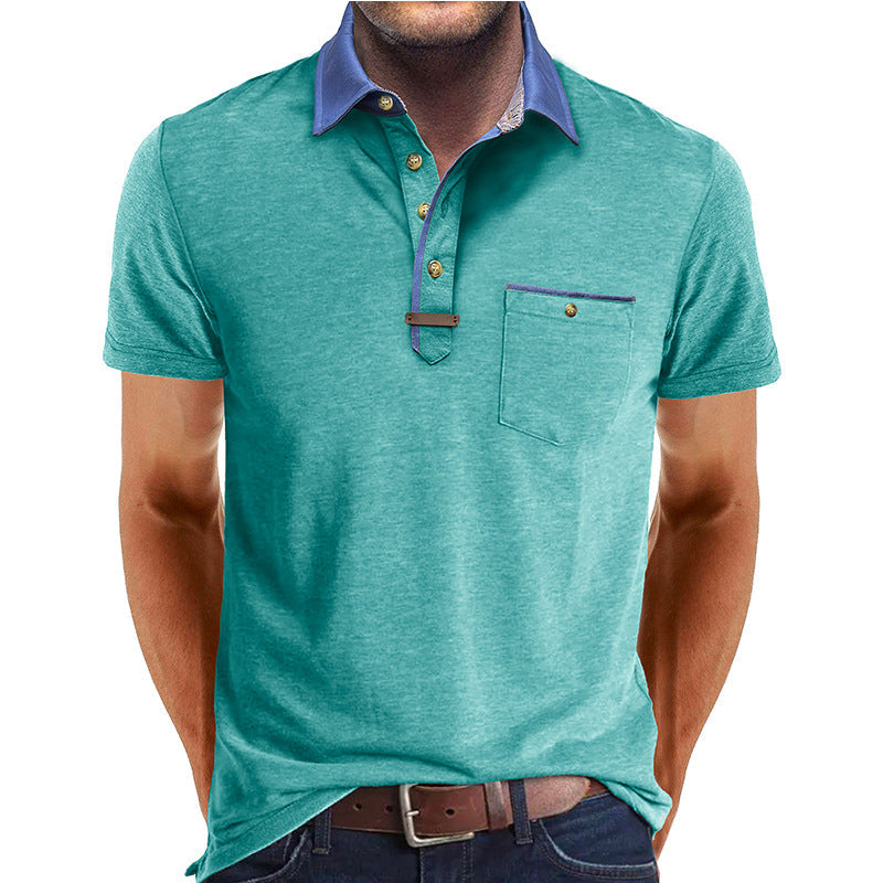 Men's lightweight polyester polo shirt featuring a classic collar and a convenient chest pocket, perfect for casual wear. 10