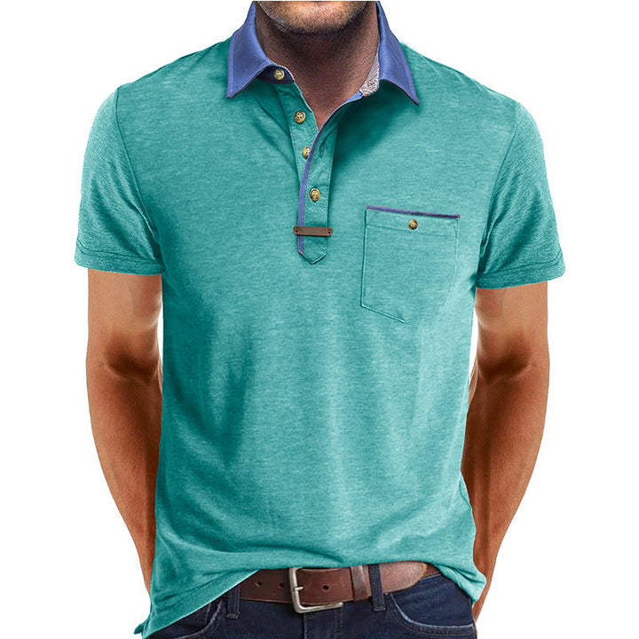 Men's lightweight polyester polo shirt featuring a classic collar and a convenient chest pocket, perfect for casual wear. 10