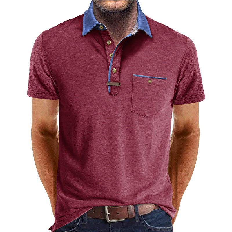 Men's lightweight polyester polo shirt featuring a classic collar and a convenient chest pocket, perfect for casual wear. 2