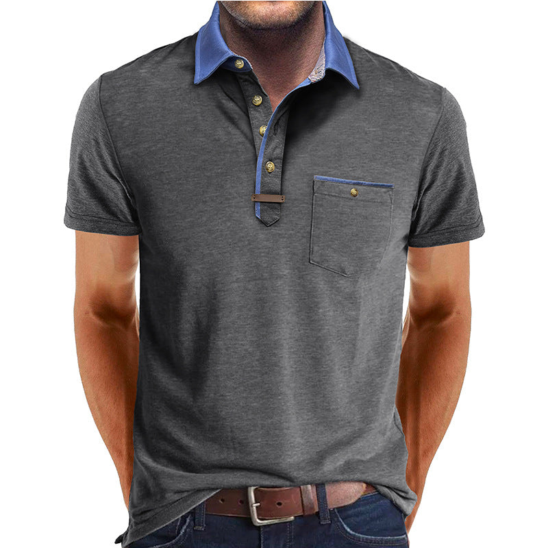 Men's lightweight polyester polo shirt featuring a classic collar and a convenient chest pocket, perfect for casual wear. 3