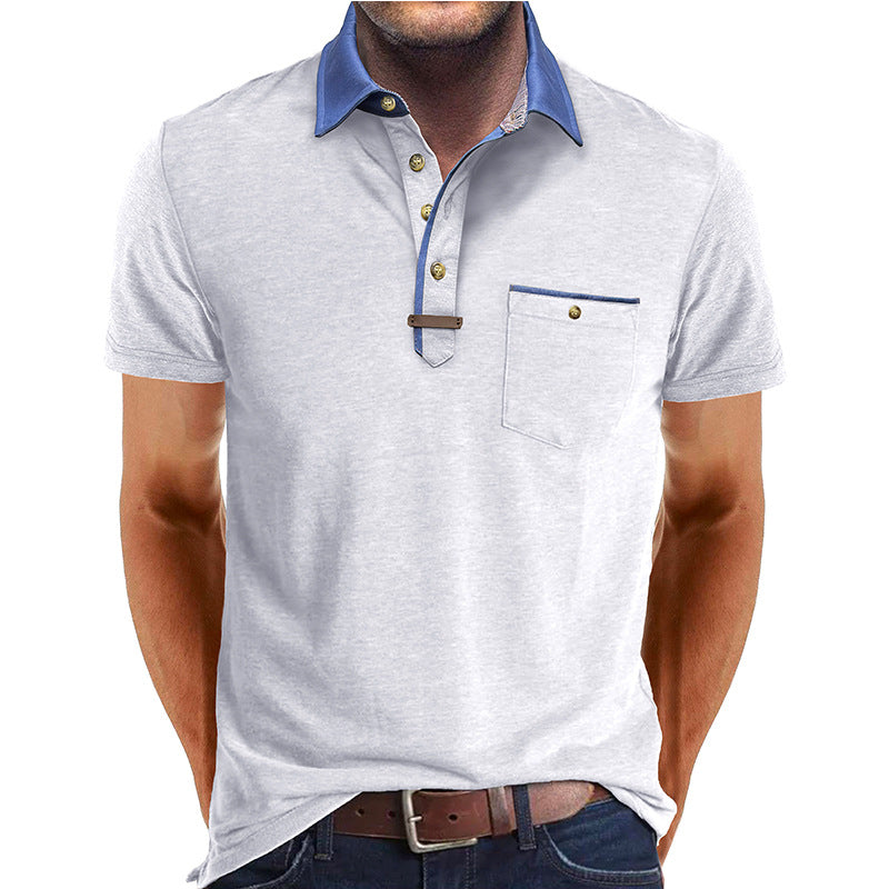 Men's lightweight polyester polo shirt featuring a classic collar and a convenient chest pocket, perfect for casual wear. 4