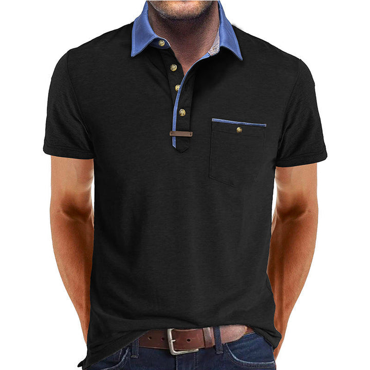 Men's lightweight polyester polo shirt featuring a classic collar and a convenient chest pocket, perfect for casual wear. 5