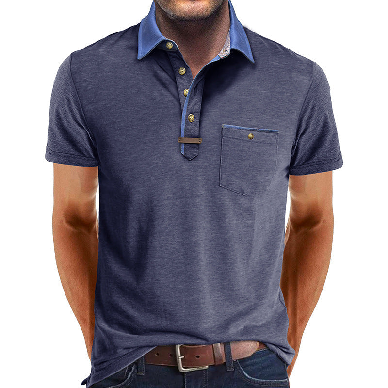Men's lightweight polyester polo shirt featuring a classic collar and a convenient chest pocket, perfect for casual wear. 6