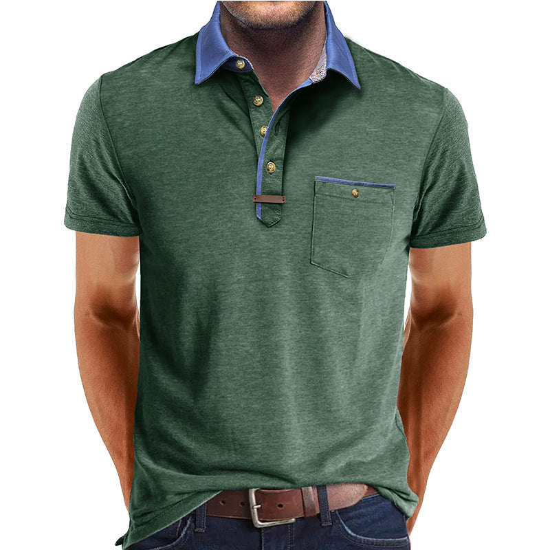 Men's lightweight polyester polo shirt featuring a classic collar and a convenient chest pocket, perfect for casual wear. 7