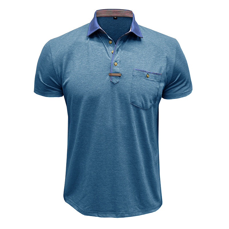 Men's lightweight polyester polo shirt featuring a classic collar and a convenient chest pocket, perfect for casual wear. 8