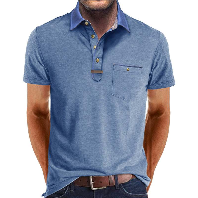 Men's lightweight polyester polo shirt featuring a classic collar and a convenient chest pocket, perfect for casual wear. 9